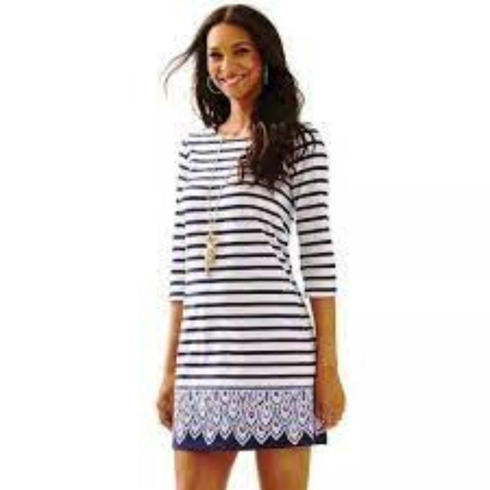 Lilly Pulitzer Bay Dress - Serene Stripe - EUC - S